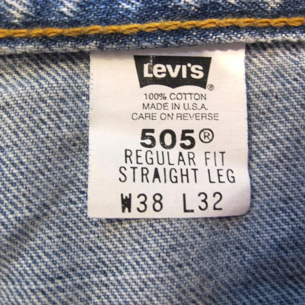 Vtg Levi's 505 Reg Fit Straight Leg Blue Denim Jeans Men's 36x32 Tag (38x32) USA